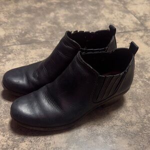 Clarks Black Leather Slip-On Shoes